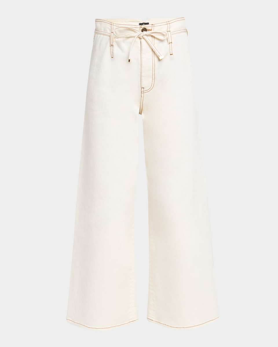 Belted Wide-Leg Cropped Trousers